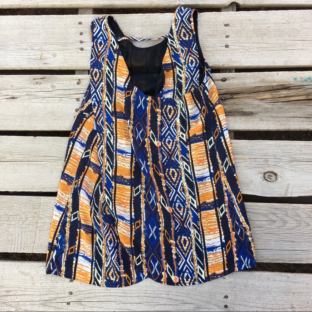 Stitch Fix Daniel Rainn blue orange blouse PXS - Picture 2 of 5